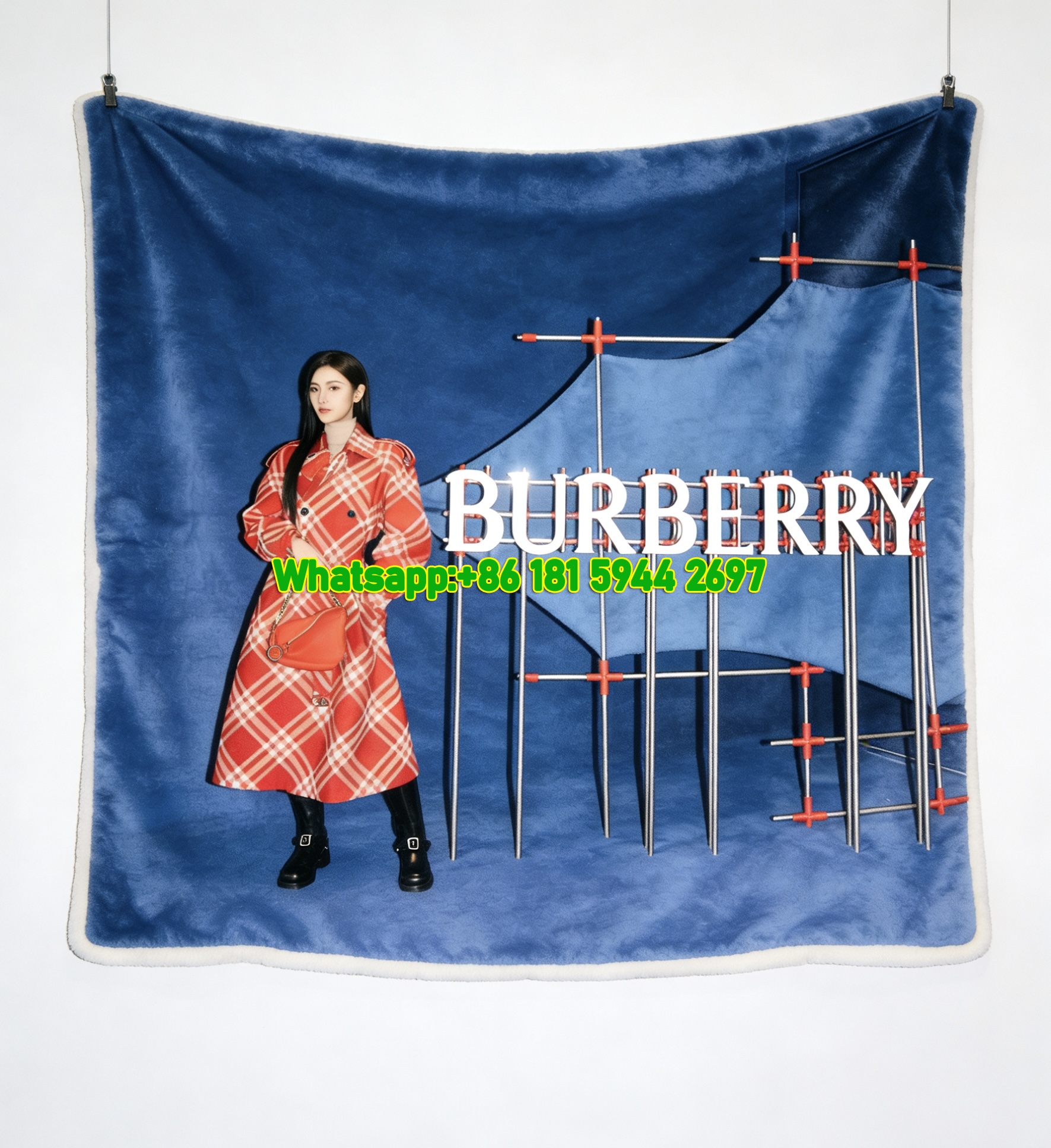 Burberry Red Check Print Flannel Fleece Sofa Throw Blanket B272